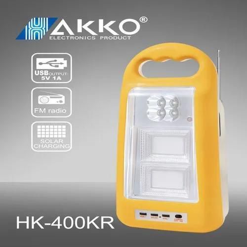 LAMP RECHARGEABLE AUTOMATIC EMERGENCY LED LAMP WITH AN FM RADIO AKKO USB OUTPUT 5V 1A.THERE IS NO MORE LIVING IN DARKNESS