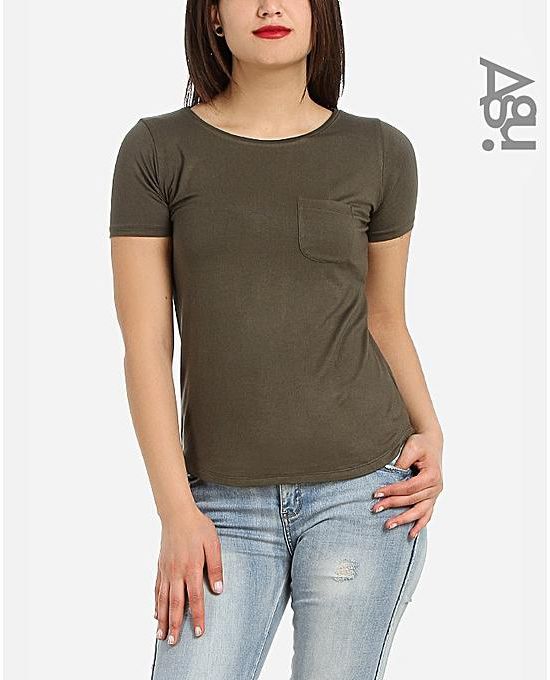 Agu Half Sleeves Solid T-Shirt - Dark Olive