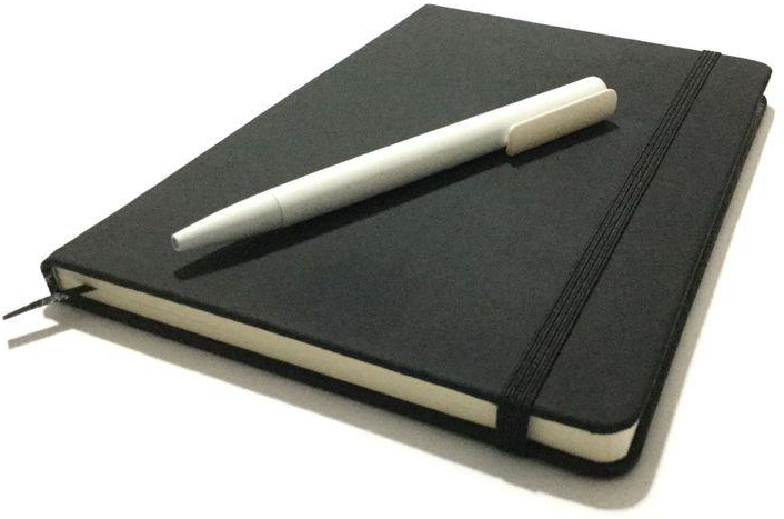 Amana - Notebook (Black Cover) + Meeting Pens (Ice White)
