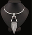 Generic Exaggerated Collar Alloy Tassel Necklace Ple Trinkets Necklace+AC0-Silver