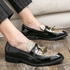 Fashion Men Glossy Casual Brogue Official Leather Shoes Oxford Loafers & Slip-Ons Golden Black