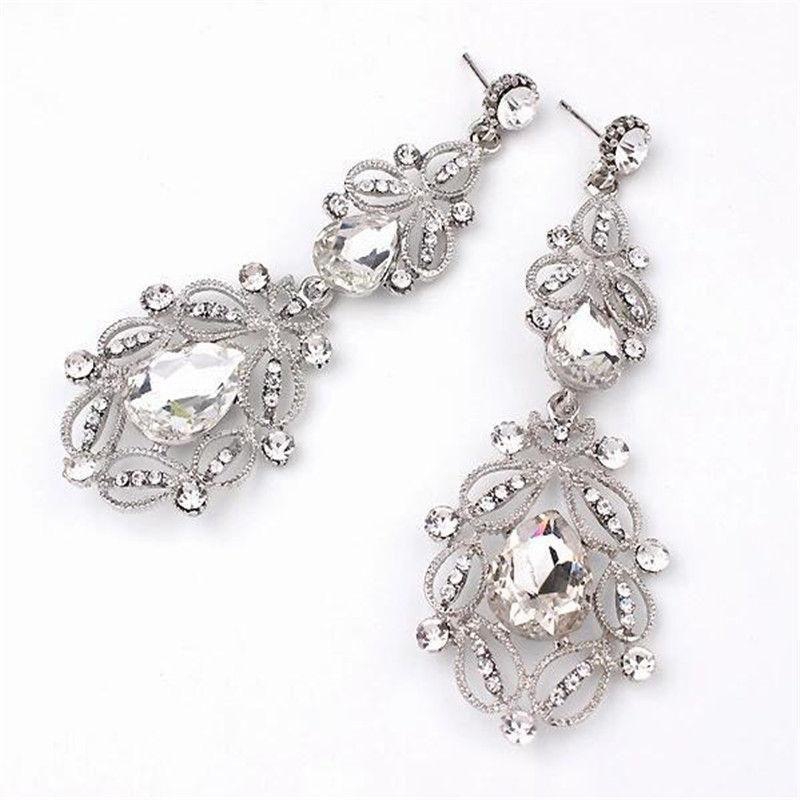 Crystal and Alloy Dangle drop earrings
