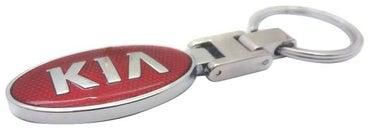 سلسلة مفاتيح للسيارة بتصميم شعار كيا أحمر/فضي