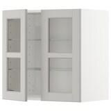 METOD Wall cabinet w shelves/2 glass drs, white/Lerhyttan light grey, 60x60 cm - IKEA
