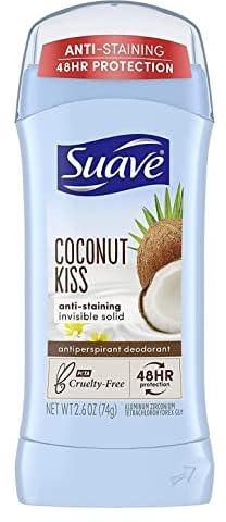 Suave Deodorant 2.6 Ounce 24Hr Coconut Kiss Invisible Solid (76ml) (3 Pack)