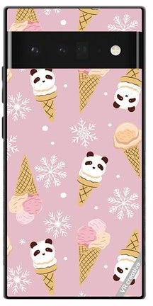 Protective Case Cover For Google Pixel 6a Ice Cream In Waffle Cups And In The Shape Of A Panda Design Multicolour