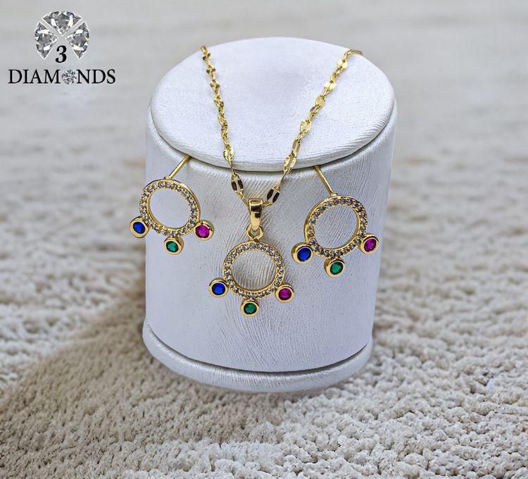 3Diamonds Gold Plated Circle-Shaped Jewelry Set - Timeless Elegance In Circles