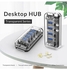 F4U-U3 Transparent 4 Port USB3.0 Hub With 2 Power Supply Ports For PC Black