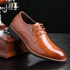 Men Business Formal Shoes Office PU Leather Shoes-Brown