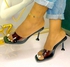 Trendy Women Heeled Shimmery Slippers- Black