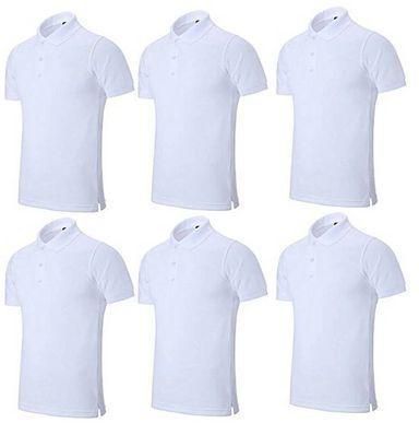 Men's Plain Polo T-Shirt Half Dozen 6 In 1 Short-Sleeve-White