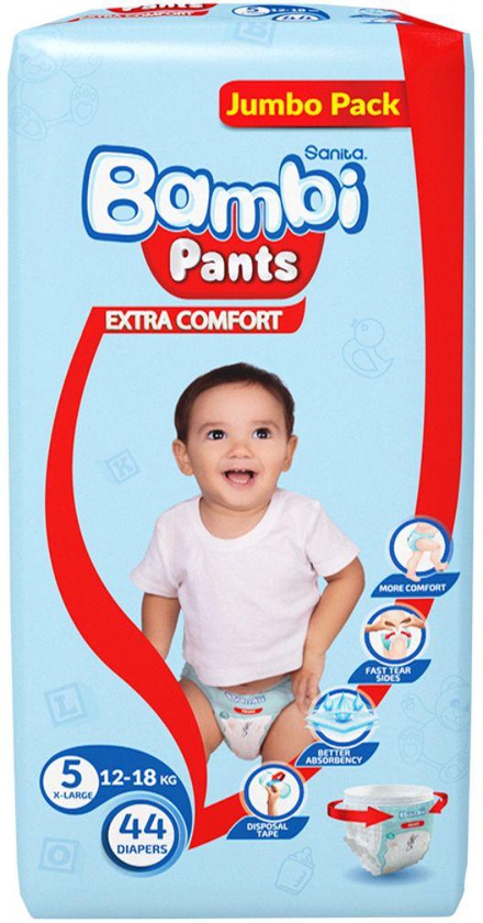 Sanita Bambi, Baby Pants, Size 5, X-Large 12-18 Kg, Jumbo Pack - 44 Pcs