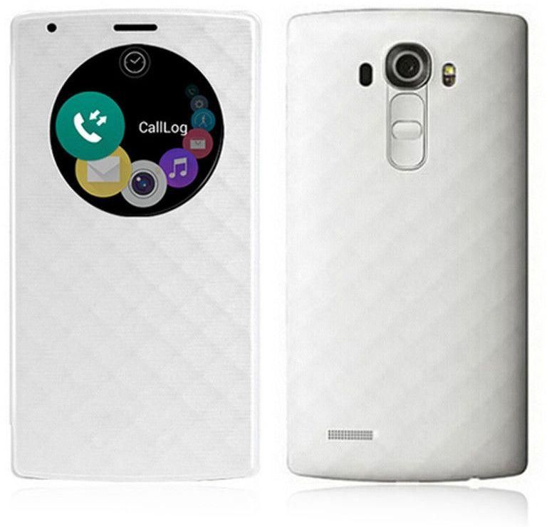 Ozone Smart Quick Circle View case with QI Standard Wireless Charging Receiver for LG G4 - White