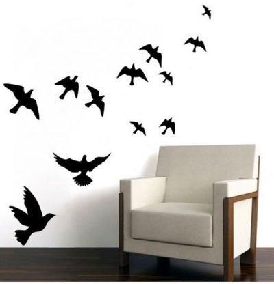 Birds Flocks Wall Sticker Black 116x52cm