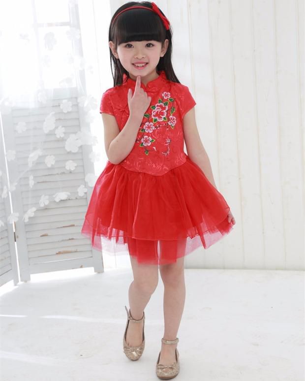 Vacc Chinese New Year Dress - Short Sleeves Dress - 12 Sizes (Red)