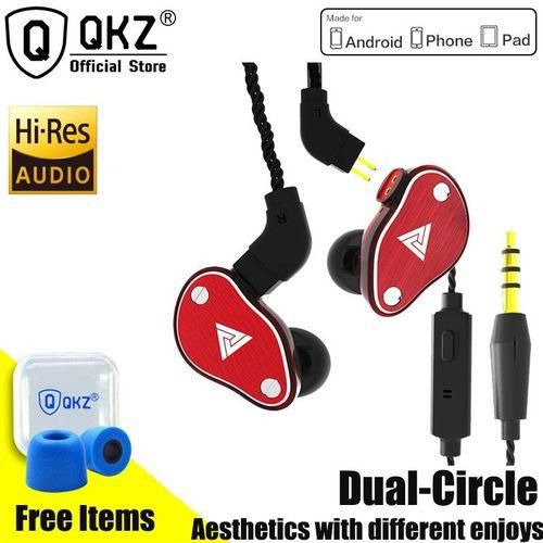 Qkz QKZ VK6 In-Ear Headphones Dual Dynamic With Mic Earphones Hi-Res Running Sport Earphones TIANHUShop