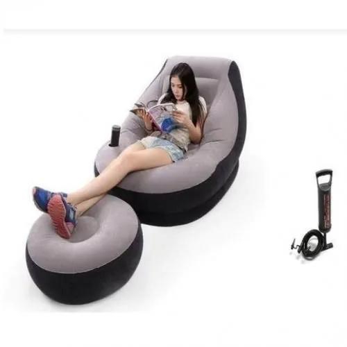 Stylish Outdoor Inflatable Seat Lounger Sofa With Footrest