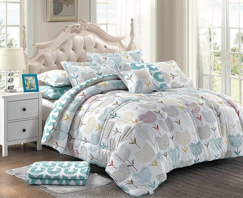 King Size, Pima Cotton , Floral Pattern, Multi Color - Bedding Sets