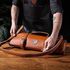 Dalstrong - Vagabond Knife Roll Full & Top Grain Brazilian Leather Roll Bag - 16 Slots - Interior and Rear Zippered Pockets - Blade Travel Storage/Case (California Brown) - Large - Up to 20" Knives