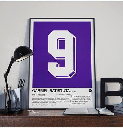Gabriel Batistuta Fiorentina Classic Shirt Framed Poster Purple 30x40centimeter