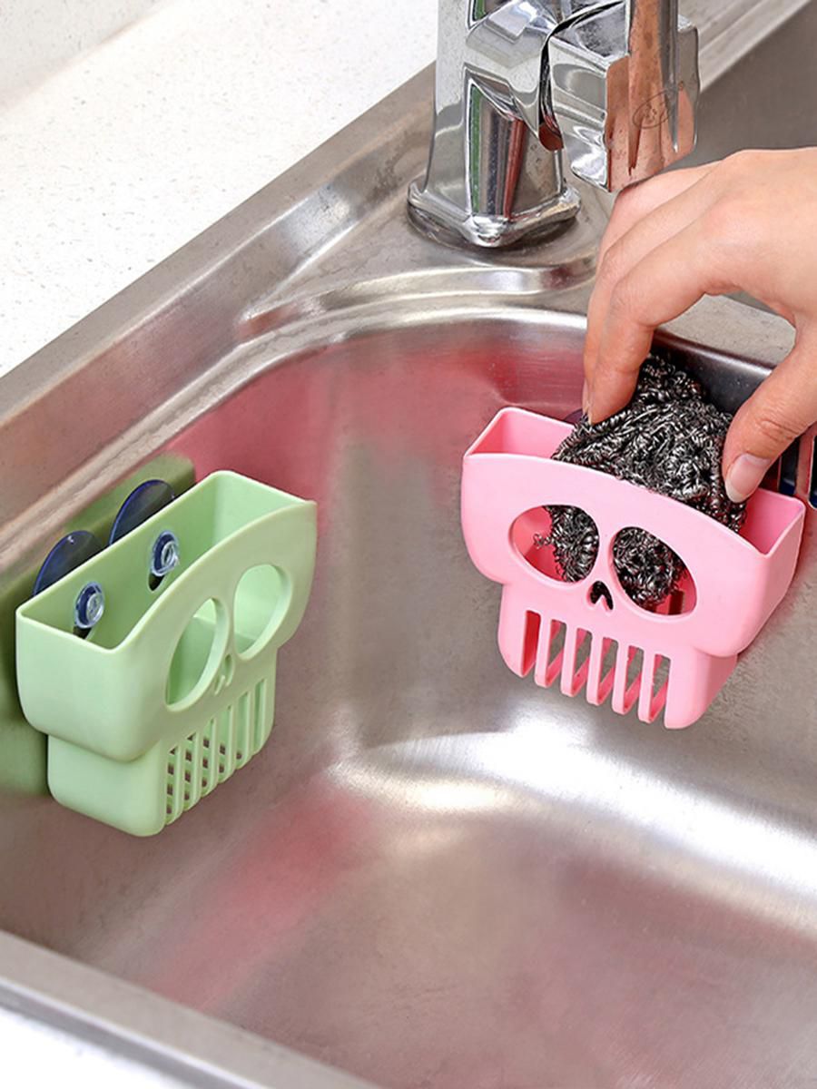 1Pc Kitchen Water Sink Rack Solid Color Draining Soap Holder