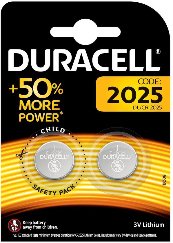 Duracell 2025 Lithium Coin Battery, pack of 2