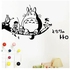 ملصق جداري قابل للفصل ومضاد للماء بتصميم شخصيات من كرتون "Totoro" لتزيين غرفة النوم أو غرفة المعيشة أو الحمام لون أسود