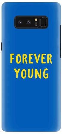 غطاء حماية من سلسلة سناب كلاسيك بطبعة عبارة "Forever Young" لهاتف سامسونج جالاكسي نوت 8 أزرق/أصفر