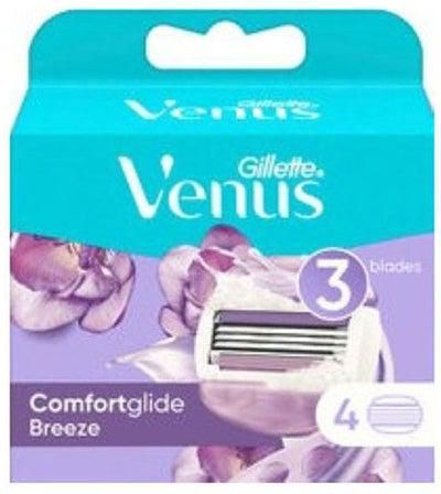 Venus Breeze Women's Replacement Razor Blades With Shave Gel Bars - 4 Pcs Purple