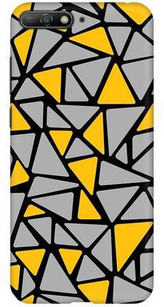 غطاء حماية أساسي رفيع سهل النزع بلمسة نهائية غير لامعة لهاتف هواوي Y6 (2018) مزين بنقوش مثلثات من الفن التجريدي