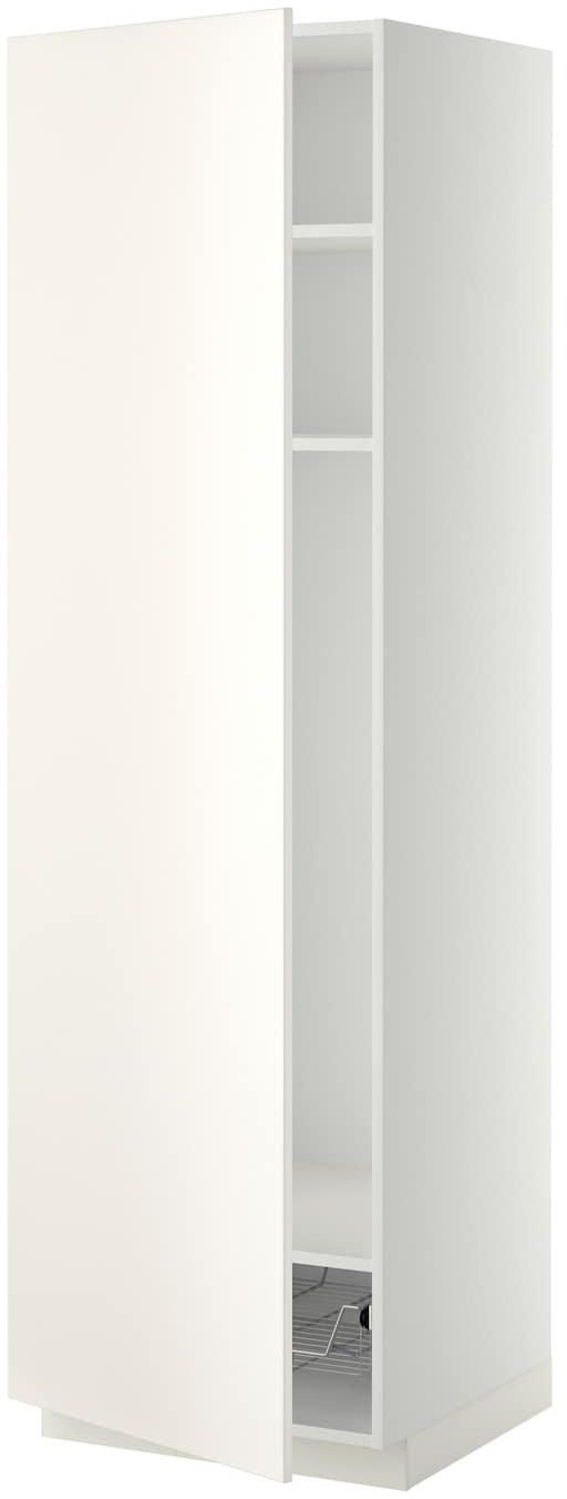 METOD High cabinet w shelves/wire basket - white/Veddinge white 60x60x200 cm