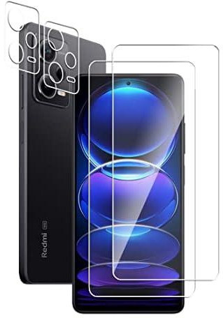 Afikyutu Screen Protector for Xiaomi Redmi Note 12 Pro 5G, 2 Pieces Tempered Glass + 2 Camera Lens Protector, Anti-Scratch, Easy to Install, 9H Hardness Tempered Glass
