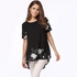 Generic New Fashion Women Chiffon Blouse Embroidery O-Neck Short Sleeve Loose Fit Casual Tops White/Black