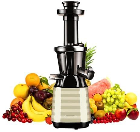 XVersion 200W Juice Extractor Centrifugal Cold Press Juicer Electric Stainless Steel, Transparent Compact Juice Jug, Pulp Container, Anti Drip for Home, Office, Restaurant & Cafeteria - Gold