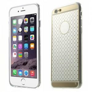 For iPhone 6 Plus Square Pattern Plating Transparent Acrylic Cover w/ TPU Edge