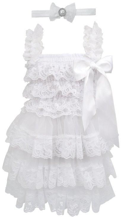 Baby Lace Petti Tutu Dress + Headband (White)
