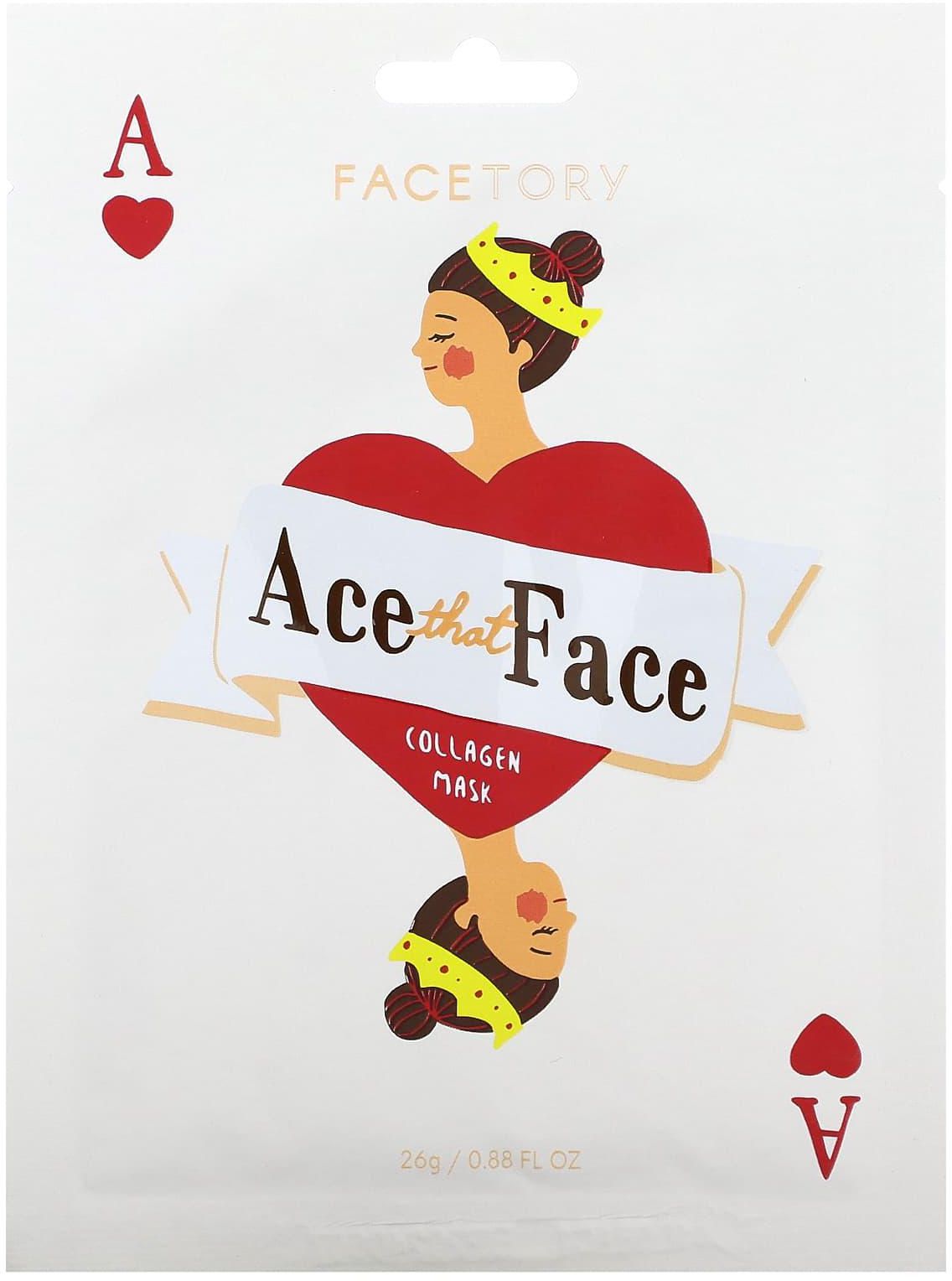Facetory‏, قناع الجمال بالكولاجين من Ace That Face ، قناع ورقي واحد ، 0.88 أونصة سائلة (26 جم)