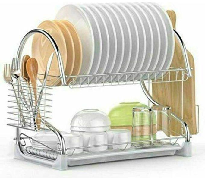 2 Tier Stainless Steel Dish Drying Rack Silver