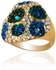 Anna Bella Women's Yellow Gold Plated with Blue Crystal Ring - Size 18