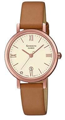 Casio Sheen SHE-4540CGL-9AUDF Slim Sapphire Leather Band Analog Watch for Women's