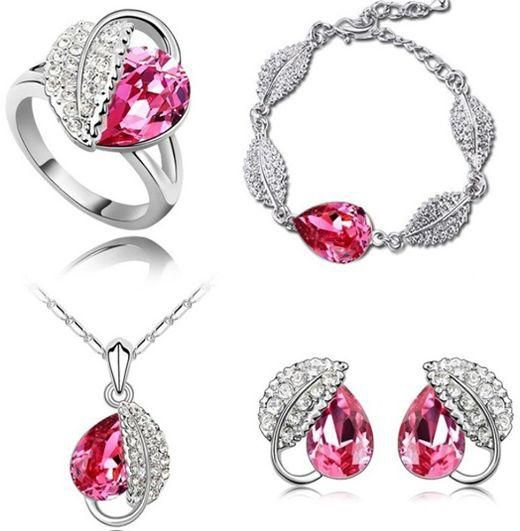 Romantic Azure Pink Heart Jewelry Set ‫(MM0049)