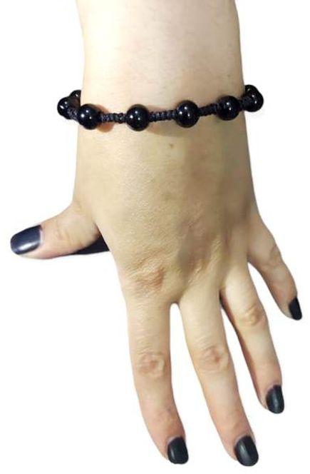 Bracelet For Men Black Stones _with Rope