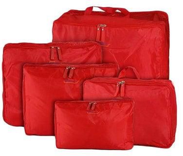 طقم حقائب تنظيم للسفر مُكون من 5 قطع أحمر