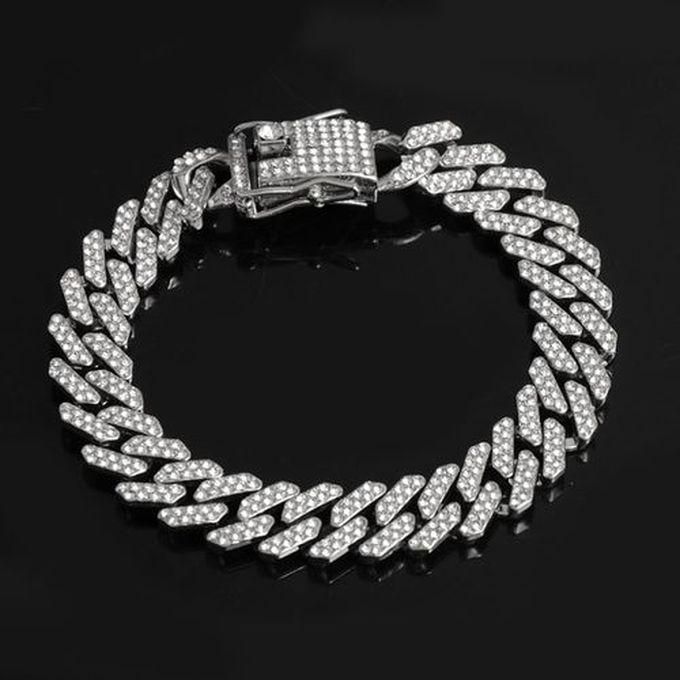 Us7 12mm Miami Prong Cuban Chain Full Iced Out Crystal Set