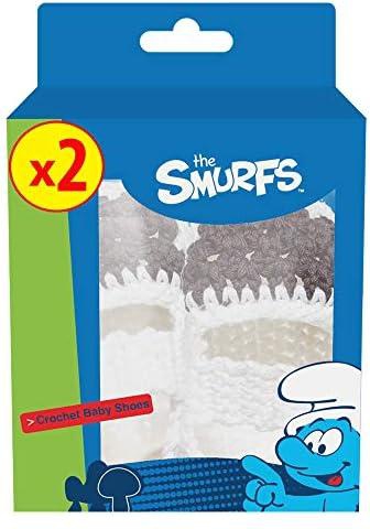 Smurfs Baby Crochet Shoes - White & Brown -6-9M (Pack of 2)