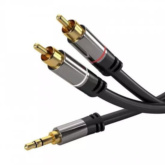 PremiumCord HQ shielded stereo cable Jack 3.5mm-2xCINCH M/M 5m | Gear-up.me