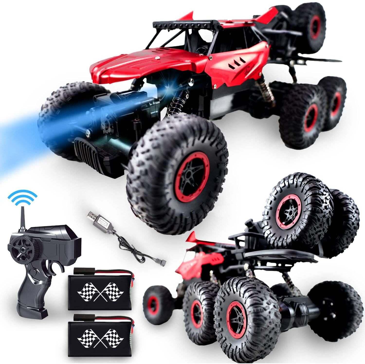 Fitto 6X6 Rock Crawler Remote Control Car for kids 1:10 alloy six-drive 2.4G Toys for Boys, Monster Trucks for boys, Red