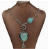 Sanwood Women's Vintage Charm Heart Bib Collar Statement Pendant Turquoise Necklace