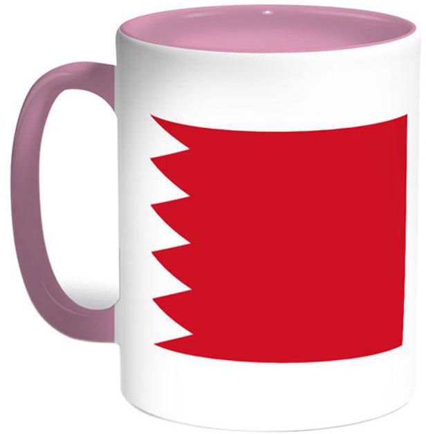 Bahrain Printed Coffee Mug Pink/White 11 ounce