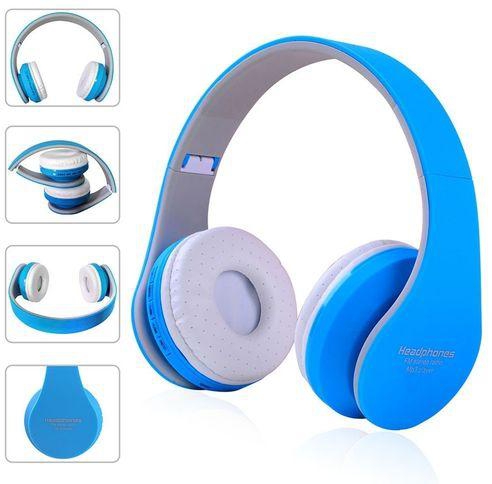 Stylish Microphone Headband Bluetooth 4.1 Headphones Portable Music Headset-Blue